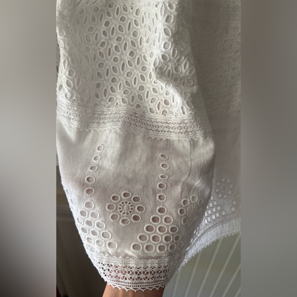 Lauren Ralph Lauren White Cotton Sleeve Peasant Blouse Size Large EUC like new - Picture 11 of 12